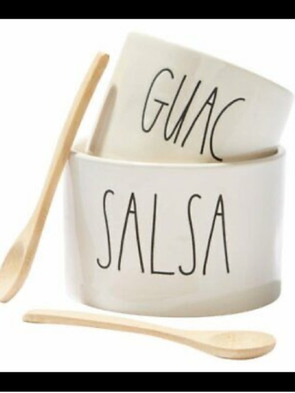 RAE DUNN Artisan Guac +
Salsa Set With 2 Bamboo Spoons